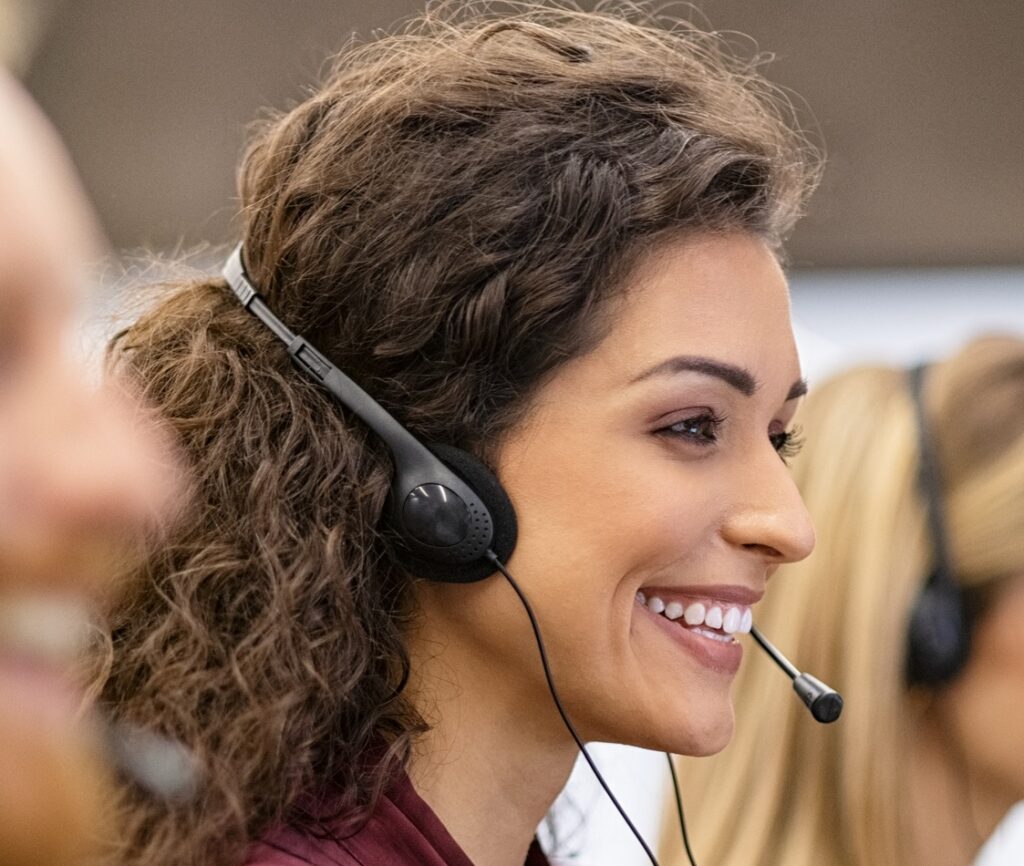 Call center team working in office